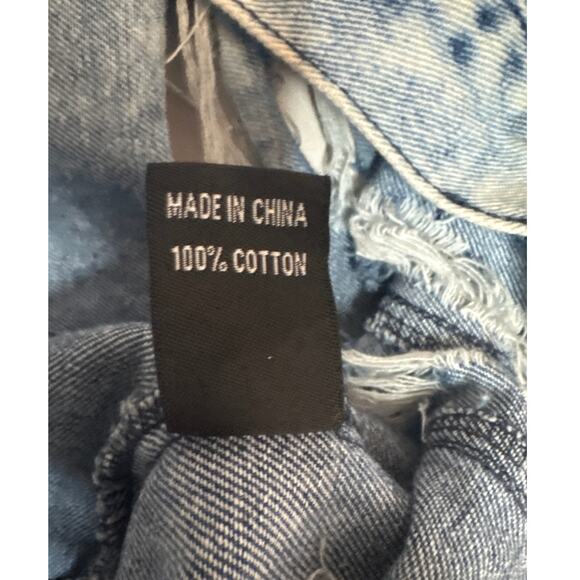 Thrill Jeans Denim Jacket Women's L Acid Wash Fringe Ripped Y2K Jean Distressed - Picture 7 of 7